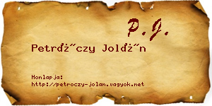 Petróczy Jolán névjegykártya
