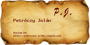 Petróczy Jolán névjegykártya