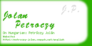 jolan petroczy business card